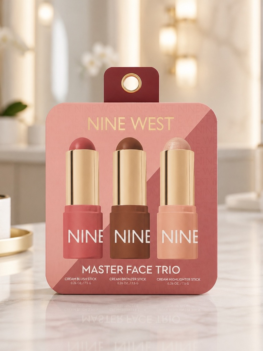 Nine West Master Face Trio Blush Bronzer Highlighter Stick Set NWT